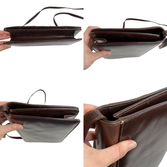 Brown Faux Leather & Suede Patchwork Front Shoulder Purse - Picture 4 of 15